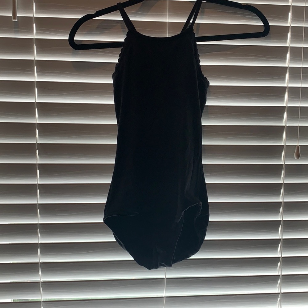 Black ruffle ballet leotard